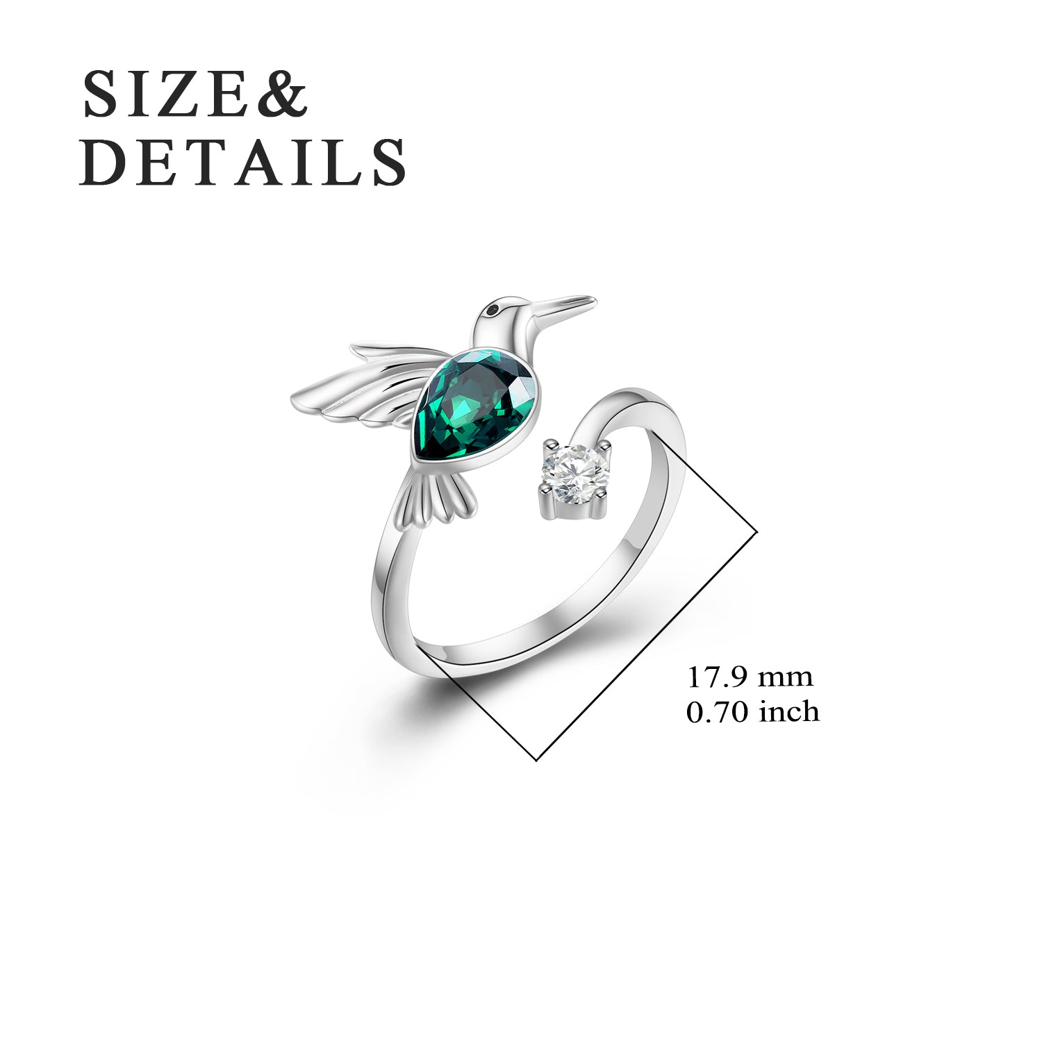 Emerald Green Birthstone Crystal Ring