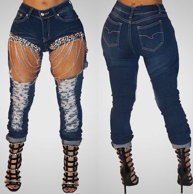 Ripped chain jeans