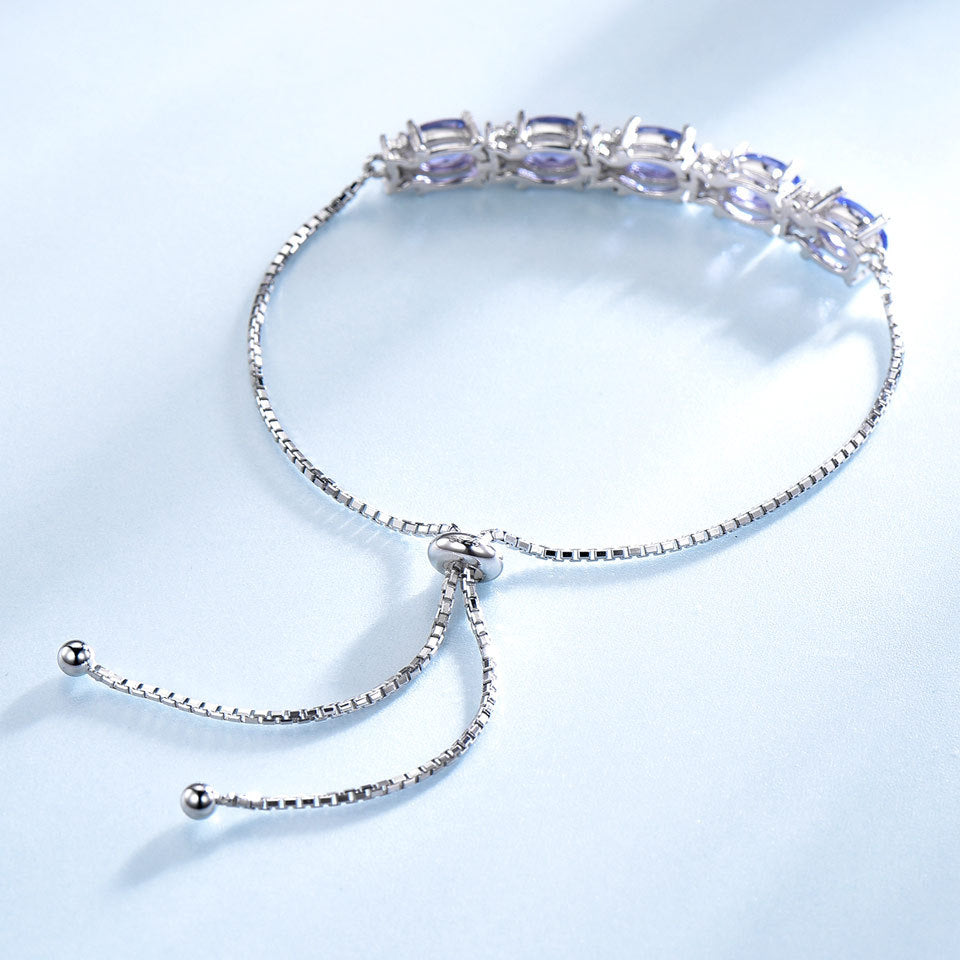 Blue Topaz Adjustable Chain Link Bracelet