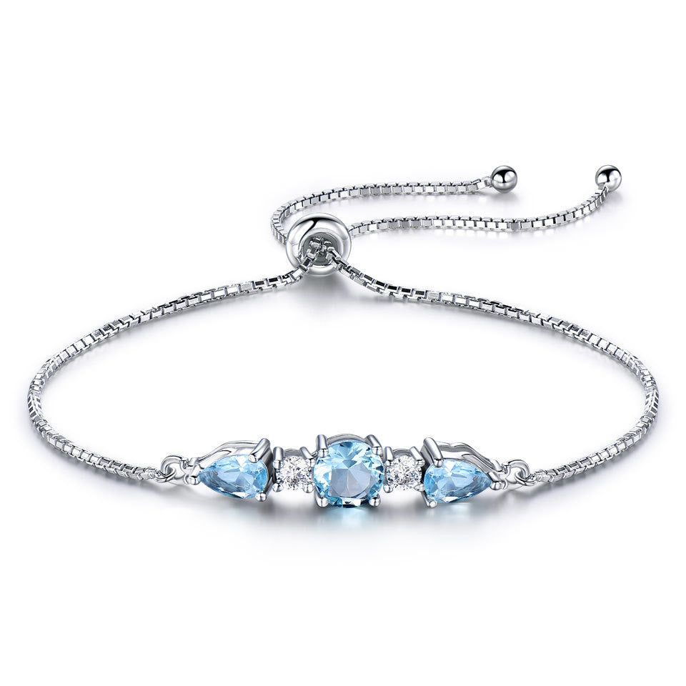 Sky Blue Topaz Adjustable Tennis Bracelet