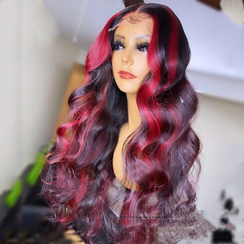 Burgundy Highlight 13x4 Lace Front Human Red Frontal Wig