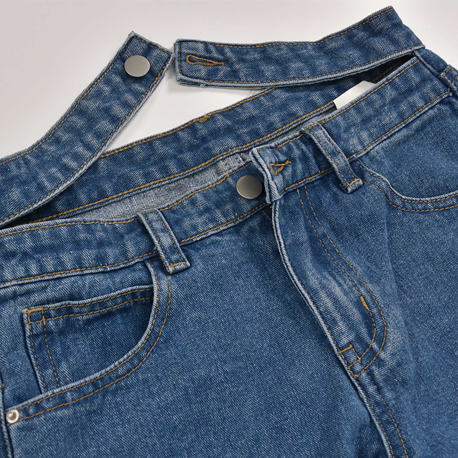 High-waist Washed Blue Long Jeans