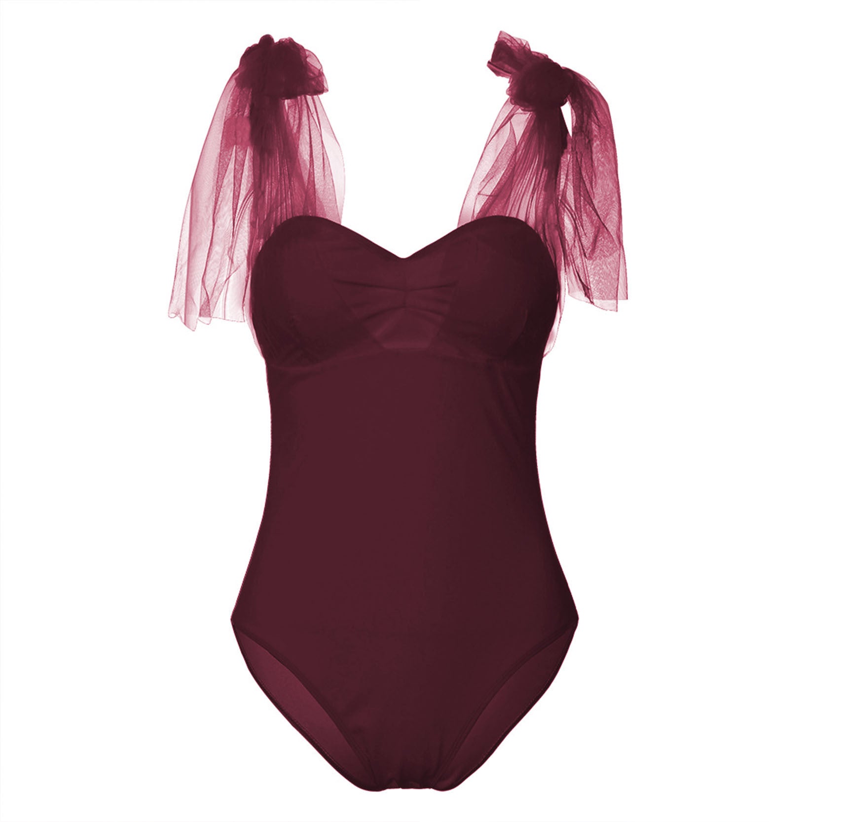 Solid Mesh Banded Swimsuit