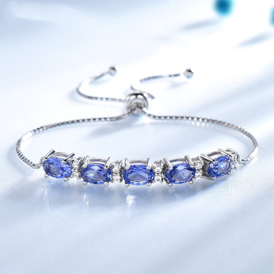 Blue Topaz Adjustable Chain Link Bracelet