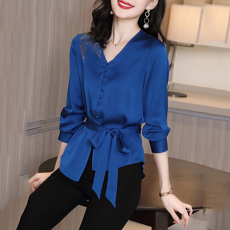 Lace-up Silk Blouse