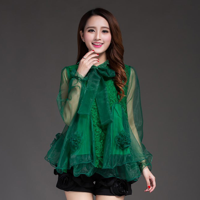 Lace Ruffled A-line Blouse