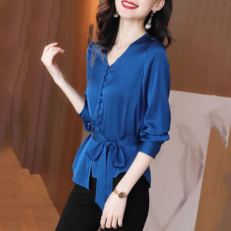 Lace-up Silk Blouse
