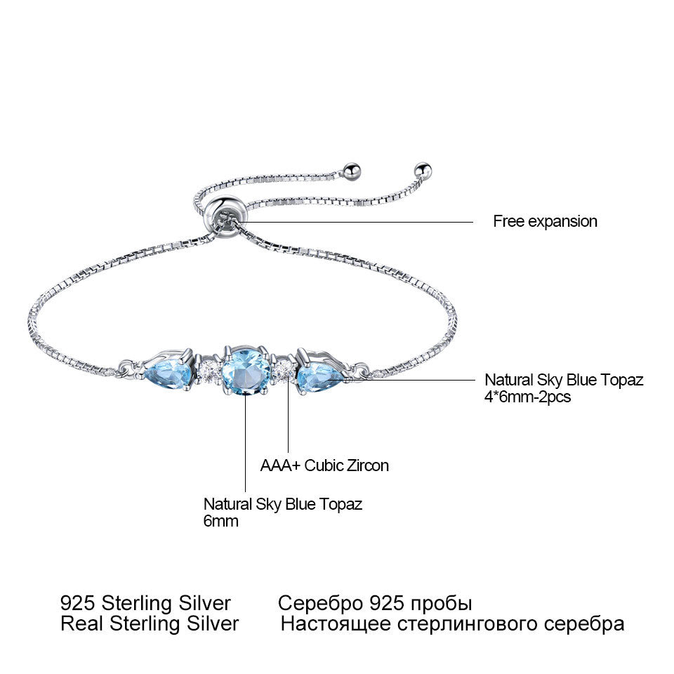 Sky Blue Topaz Adjustable Tennis Bracelet