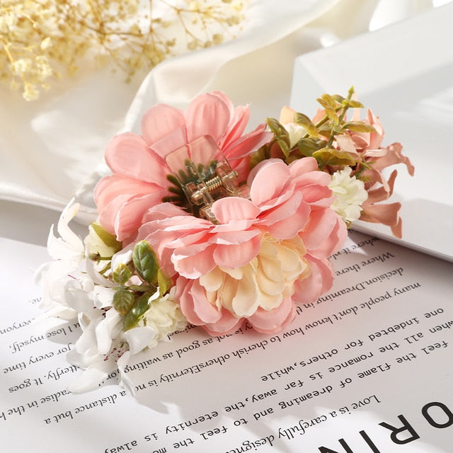 Fashion Cloth Art Rose Flower Hair Claw