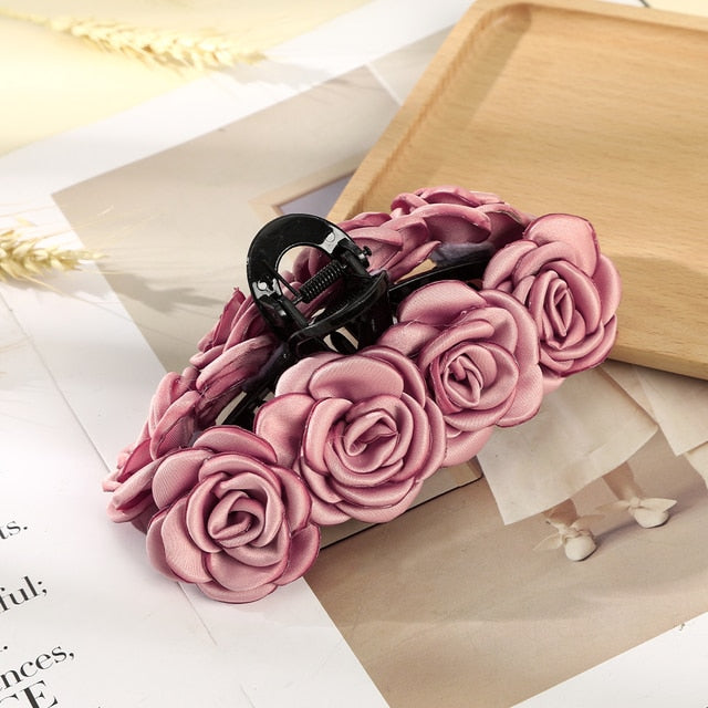 Fashion Cloth Art Rose Flower Hair Claw