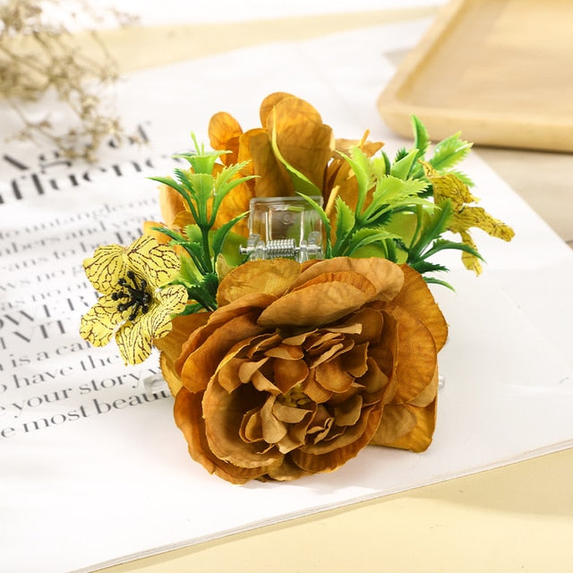 Fashion Cloth Art Rose Flower Hair Claw