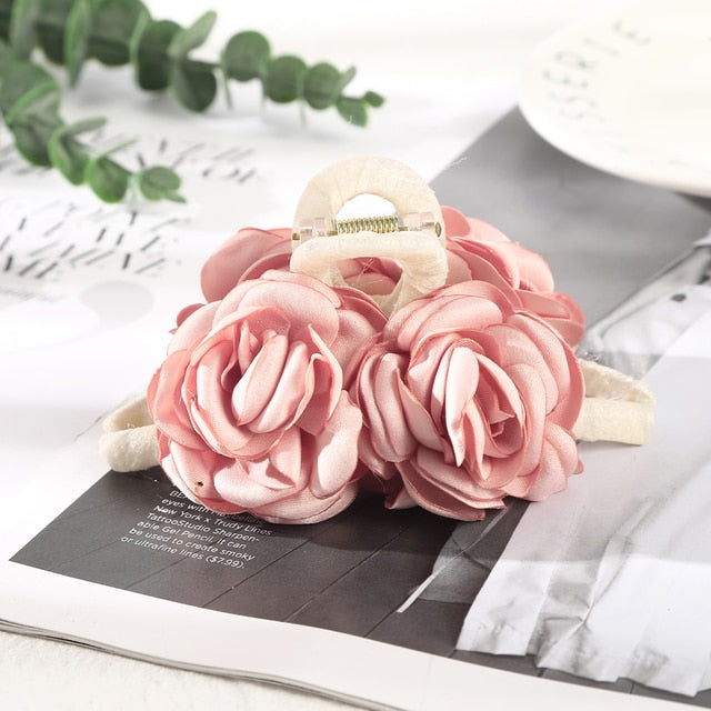 Fashion Cloth Art Rose Flower Hair Claw