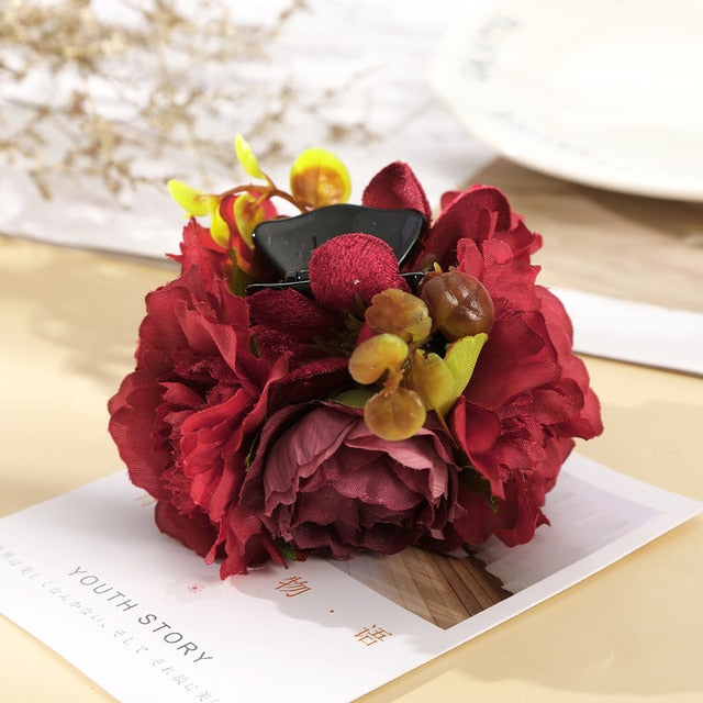 Fashion Cloth Art Rose Flower Hair Claw