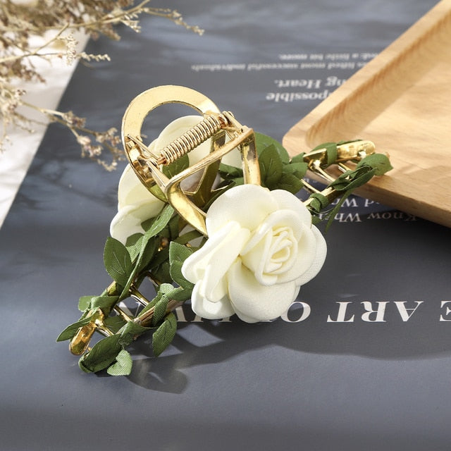 Fashion Cloth Art Rose Flower Hair Claw