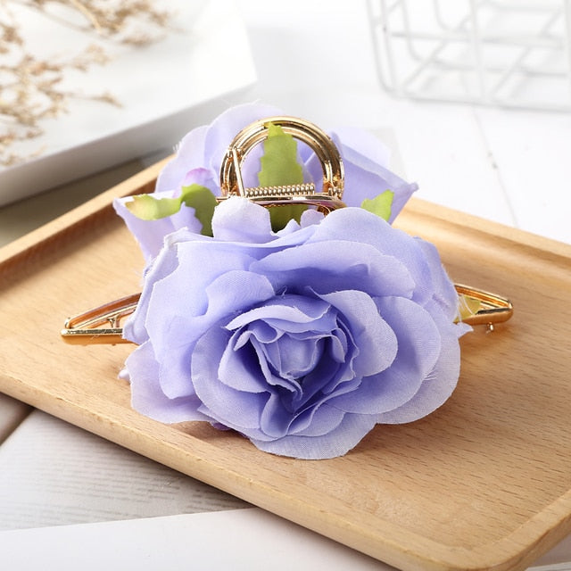 Fashion Cloth Art Rose Flower Hair Claw