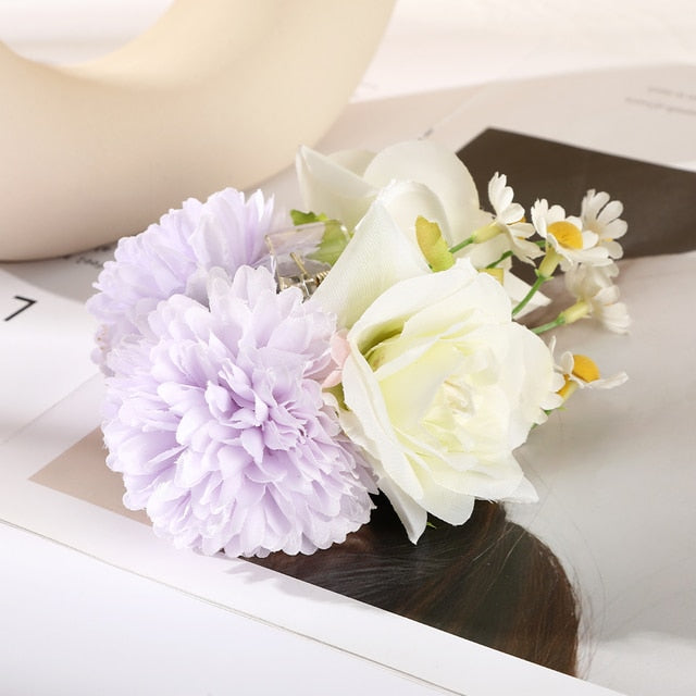 Fashion Cloth Art Rose Flower Hair Claw