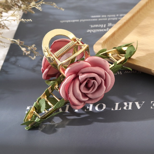 Fashion Cloth Art Rose Flower Hair Claw