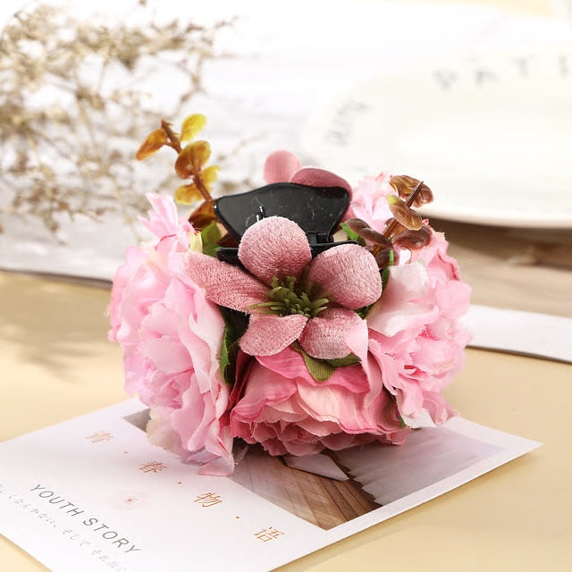 Fashion Cloth Art Rose Flower Hair Claw