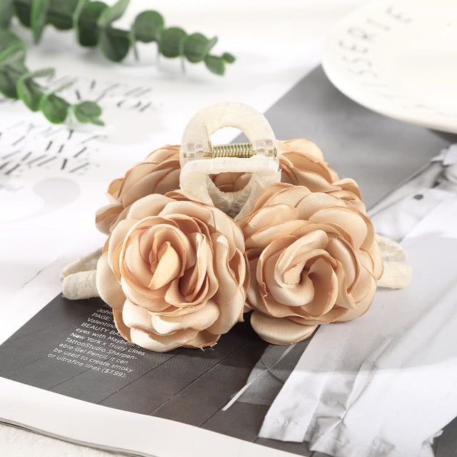 Fashion Cloth Art Rose Flower Hair Claw