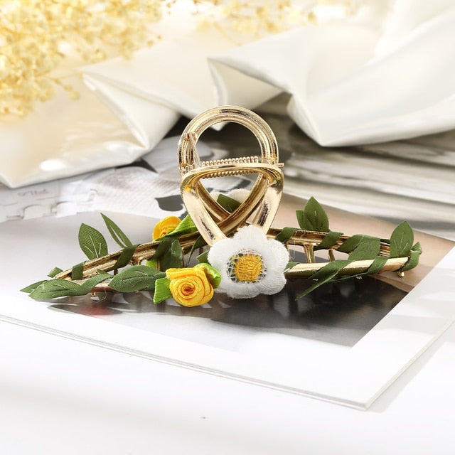 Fashion Cloth Art Rose Flower Hair Claw