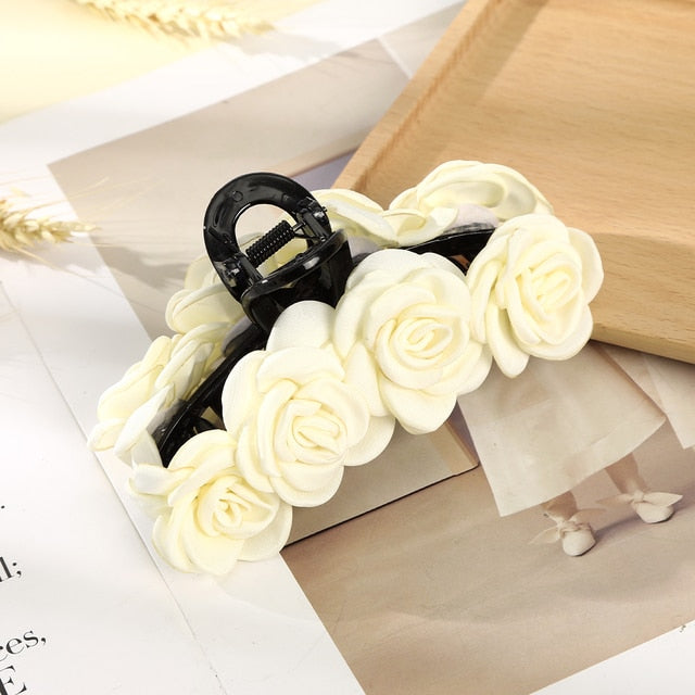 Fashion Cloth Art Rose Flower Hair Claw