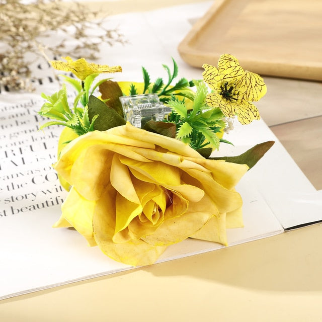 Fashion Cloth Art Rose Flower Hair Claw