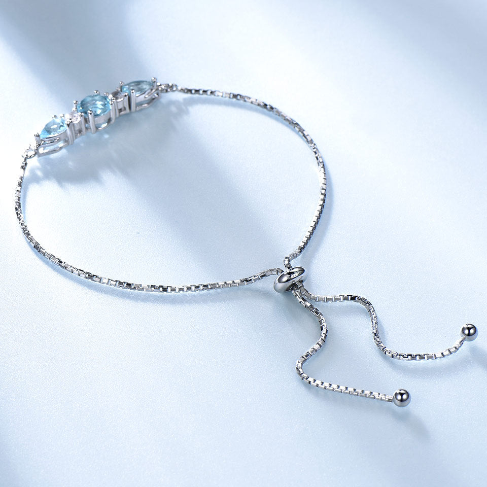Sky Blue Topaz Adjustable Tennis Bracelet