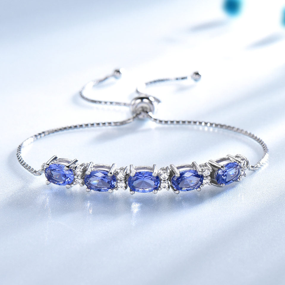 Blue Topaz Adjustable Chain Link Bracelet