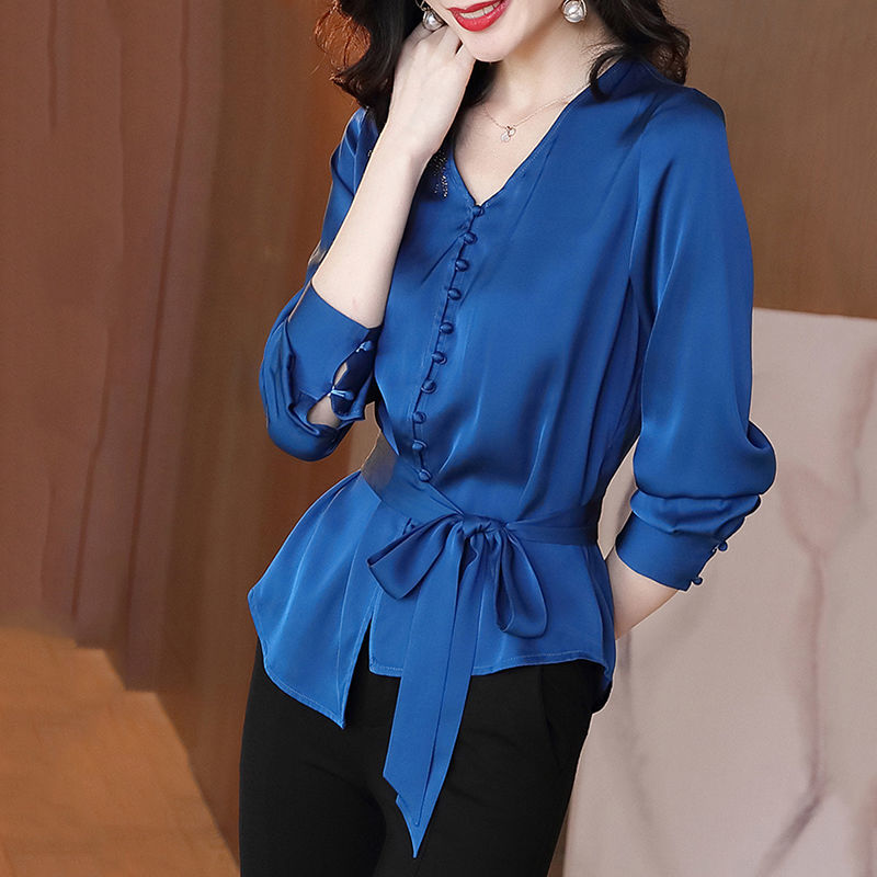 Lace-up Silk Blouse